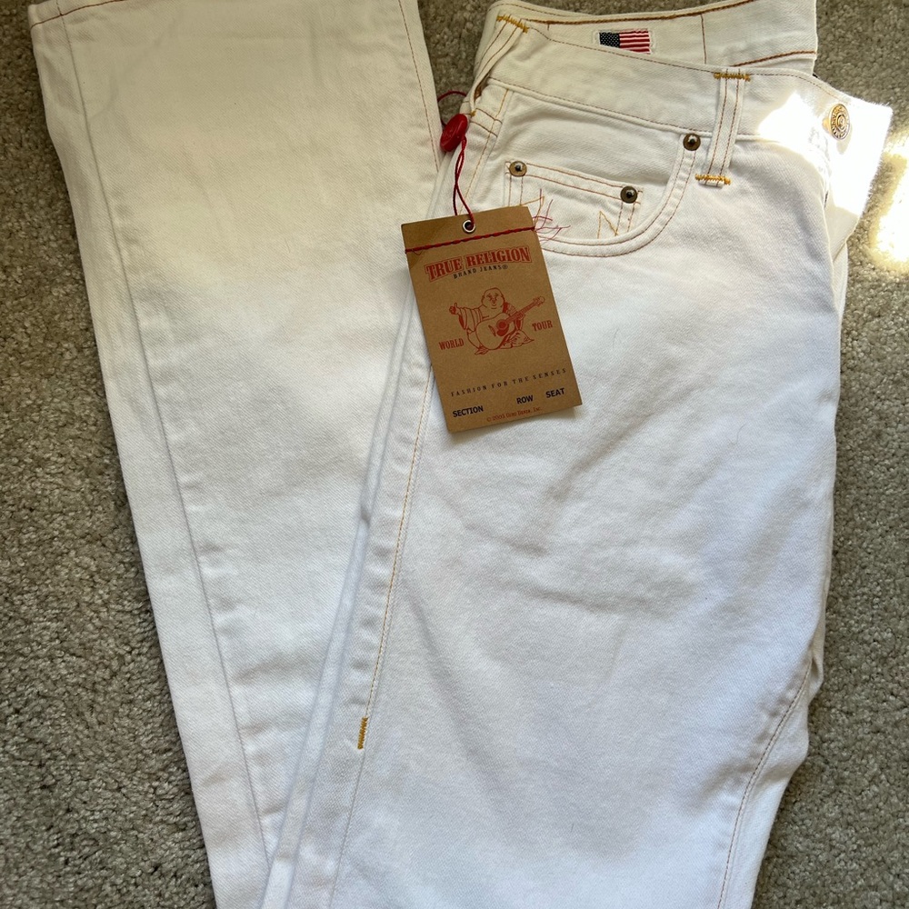 True Religion Men’s Bobby Phoenix Straight Leg White Jeans